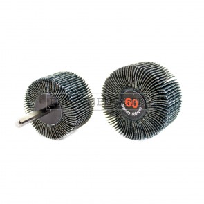 RUOTA ABRASIVA LAMELLARE in TELA ALLO ZIRCONIO per TRAPANO FRESA con GAMBO 6mm per SATINATURA INOX ACCIAIO