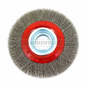 SPAZZOLA CIRCOLARE FILI INOX ONDULATI PER MACCHINA E MOLA DA BANCO LUNGA DURATA