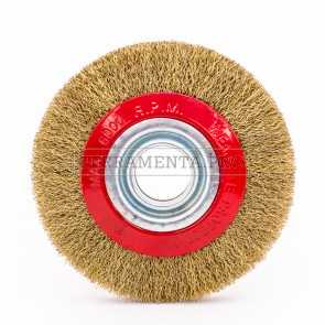 SPAZZOLA CIRCOLARE FILI ACCIAIO ONDULATI PER MACCHINA E MOLA DA BANCO LUNGA DURATA