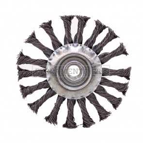 SPAZZOLA CIRCOLARE FILI ACCIAIO RITORTI INTRECCIATI ATTACCO M14 SMERIGLIATRICE