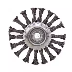 SPAZZOLA CIRCOLARE FILI ACCIAIO RITORTI INTRECCIATI ATTACCO M14 SMERIGLIATRICE