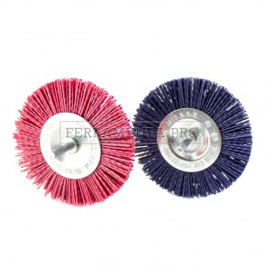 SPAZZOLA ABRASIVA CIRCOLARE in NYLON con GAMBO per RUSTICATURA LEGNO MATERIALI TENERI 