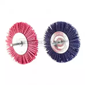 SPAZZOLA ABRASIVA CIRCOLARE in NYLON con GAMBO per RUSTICATURA LEGNO MATERIALI TENERI 