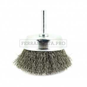 SPAZZOLA A TAZZA IN INOX CON GAMBO per RIMUOVERE SBAVATURE SALDATURE VERNICE