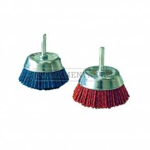 SPAZZOLA a TAZZA con FILI NYLON per TRAPANO con GAMBO 6mm per RUSTICATURA LEGNO MATERIALI TENERI