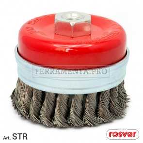 SPAZZOLA A TAZZA RINFORZATA FILI ACCIAIO INOX RITORTI INTRECCIATI M14