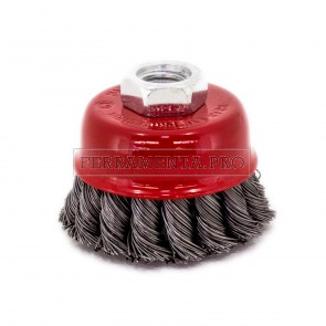 SPAZZOLA A TAZZA FILI ACCIAIO RITORTI INTRECCIATI ATTACCO M14 SMERIGLIATRICE