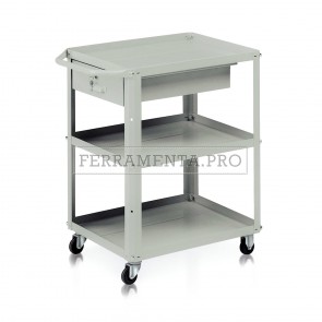 CARRELLO da LAVORO OFFICINA PORTAUTENSILI con 3 RIPIANI e CASSETTO PORTATA 120kg