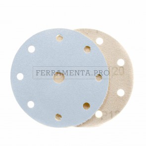 DISCO VELCRATO STEARATO FORI 8+1 Ø150mm per ROTORBITALE per LEVIGARE LEGNO VERNICE STUCCO CARROZZERIA 